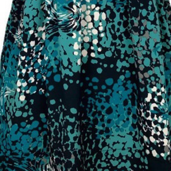 ELLE Top Abstract Print V-Neck Short Sleeve Bohemian Crochet Lace Teal X-Small - Picture 4 of 7